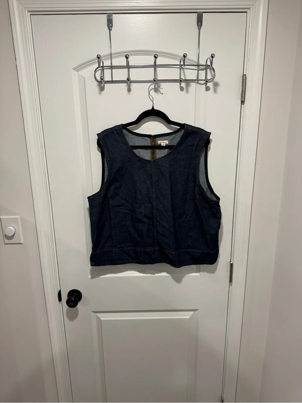 Pilcro Dark Blue Sleeveless Denim Boxy Top